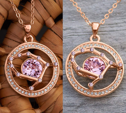 Leafael "Superstar Zodiac Constellation Pendant Necklace Made with Premium Crystal Horoscope Jewelry, Gold or Rose Gold Plated, 18"+ 2"