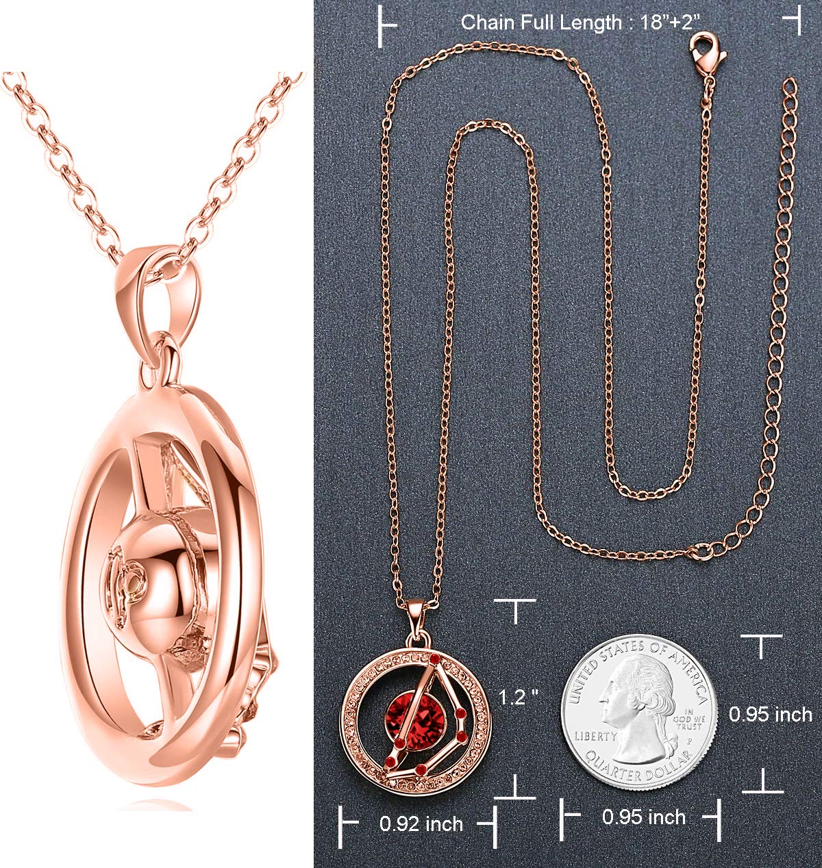 Leafael "Superstar Zodiac Constellation Pendant Necklace Made with Premium Crystal Horoscope Jewelry, Gold or Rose Gold Plated, 18"+ 2"