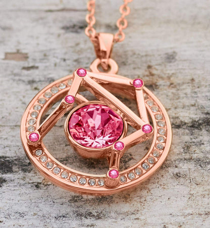 Leafael "Superstar Zodiac Constellation Pendant Necklace Made with Premium Crystal Horoscope Jewelry, Gold or Rose Gold Plated, 18"+ 2"