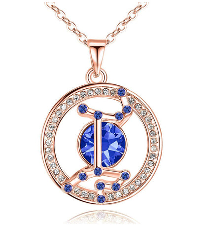 Leafael "Superstar Zodiac Constellation Pendant Necklace Made with Premium Crystal Horoscope Jewelry, Gold or Rose Gold Plated, 18"+ 2"